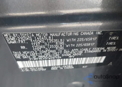 2015 Toyota Rav4 Xle z USA, uszkodzony, nr VIN 2T3RFREV5FW297494